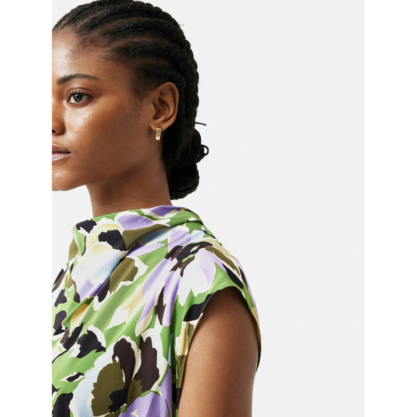 Jigsaw Graphic Pansy Cowl Neck Dress