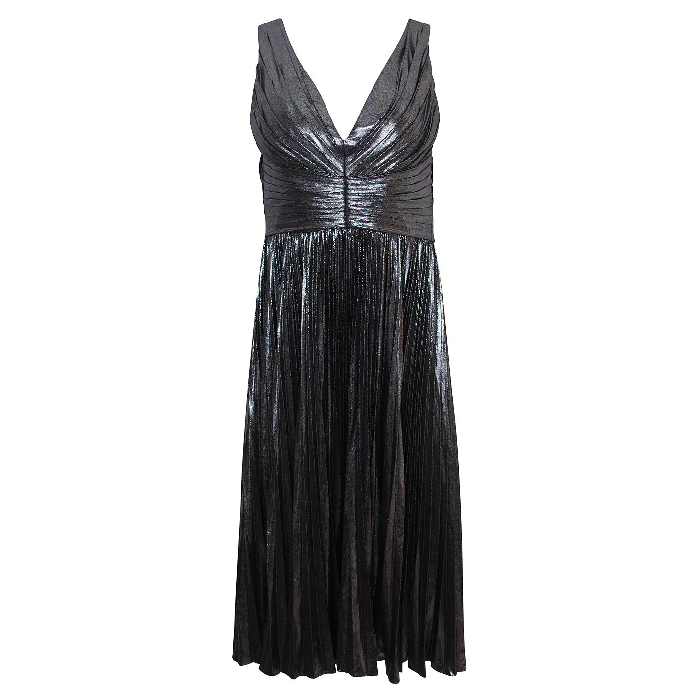 Iris Serban Metallic Pleated Midi Dress