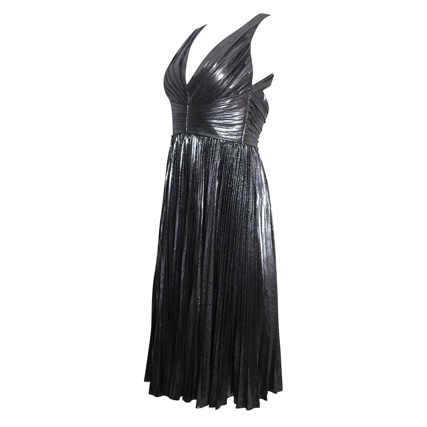 Iris Serban Metallic Pleated Midi Dress