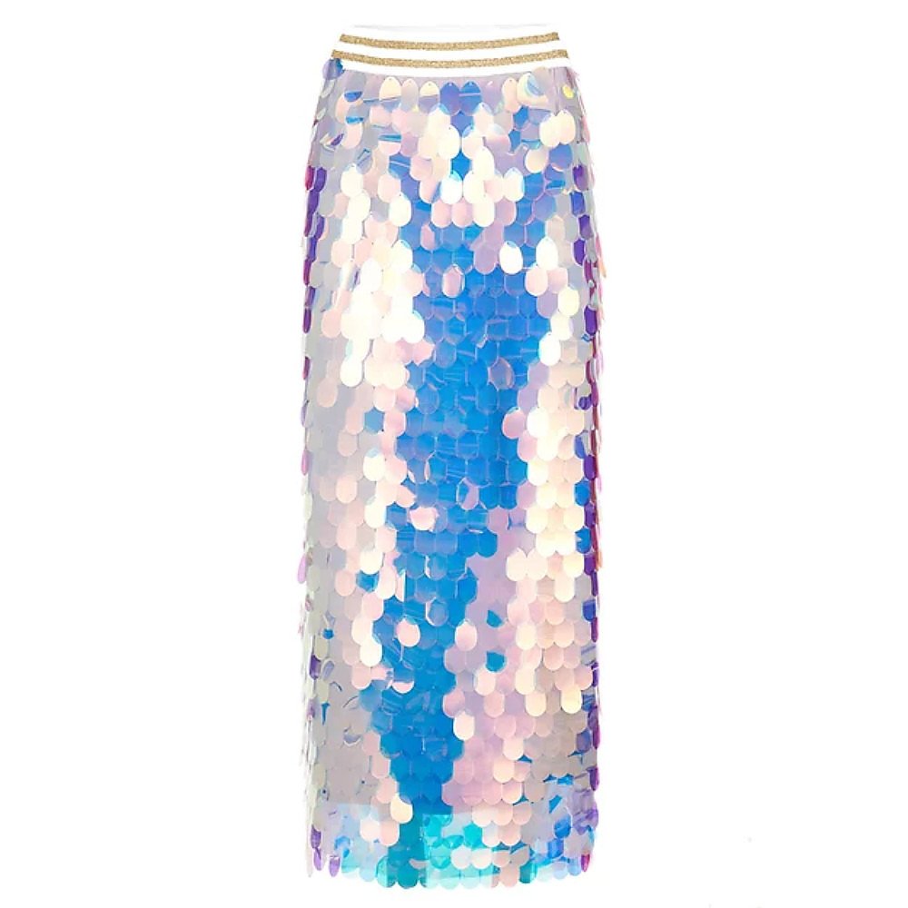 LVFD Iridescent Sequin Midi Skirt