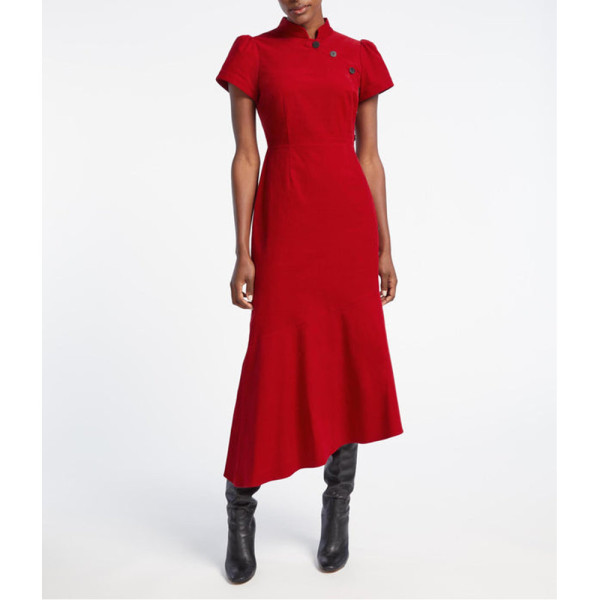 Cefinn Layla Asymmetric Corduroy Midi Dress