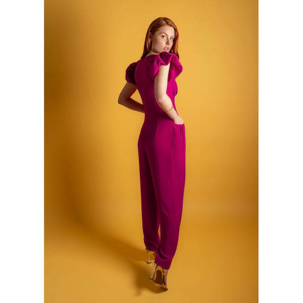FEMPONIQ Puff Sleeved Crepe Jumpsuit