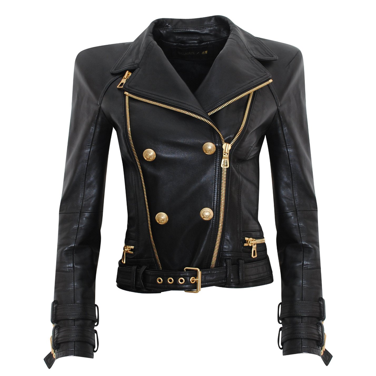 Rent Buy Balmain X H&M Leather Biker Jacket MY WARDROBE HQ