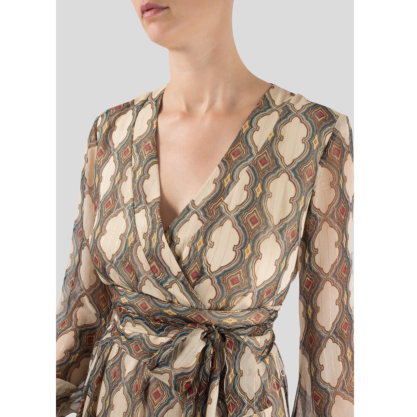 faux wrap dress midi