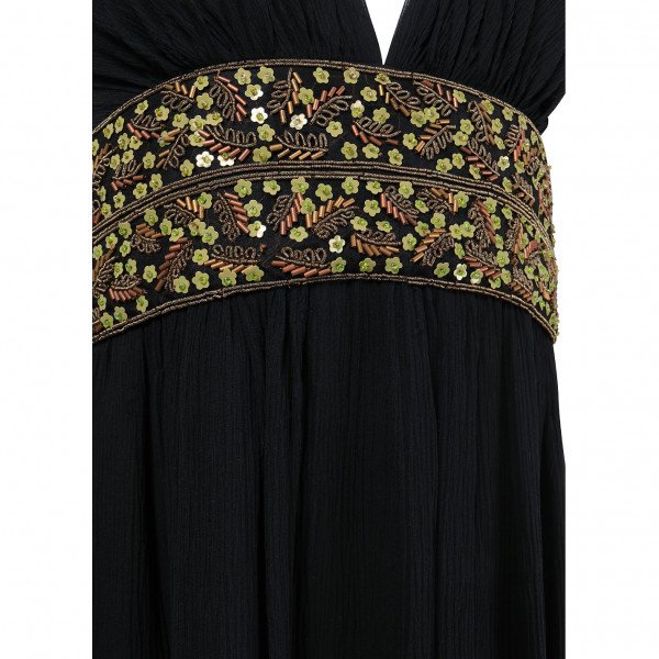 Kay Unger Embroidered Silk Gown