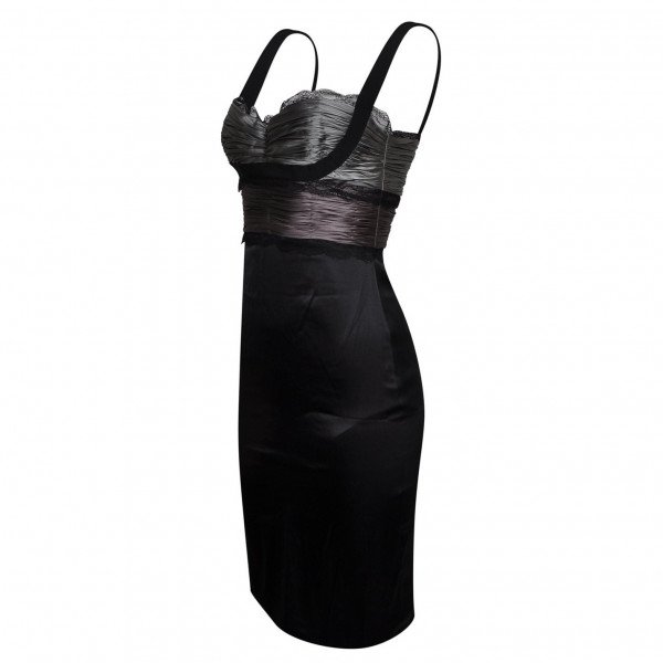 Roberto Cavalli Ruched Satin Bustier Dress