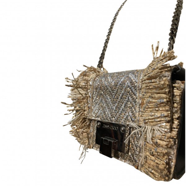 Jimmy Choo Metallic Straw-Trimmed Bag