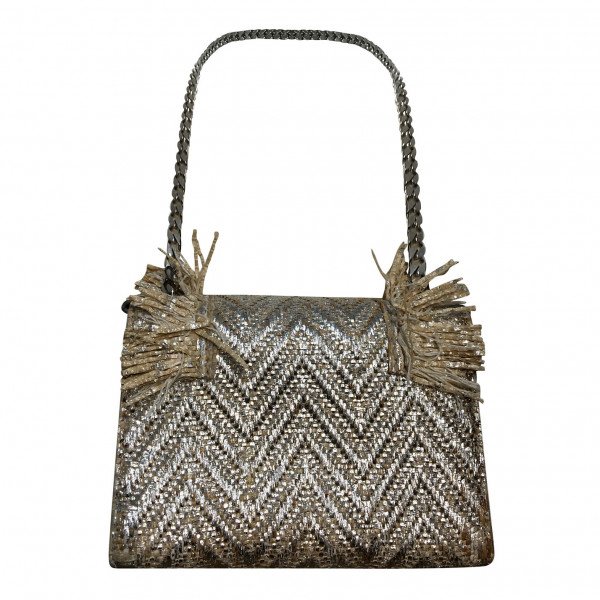 Jimmy Choo Metallic Straw-Trimmed Bag