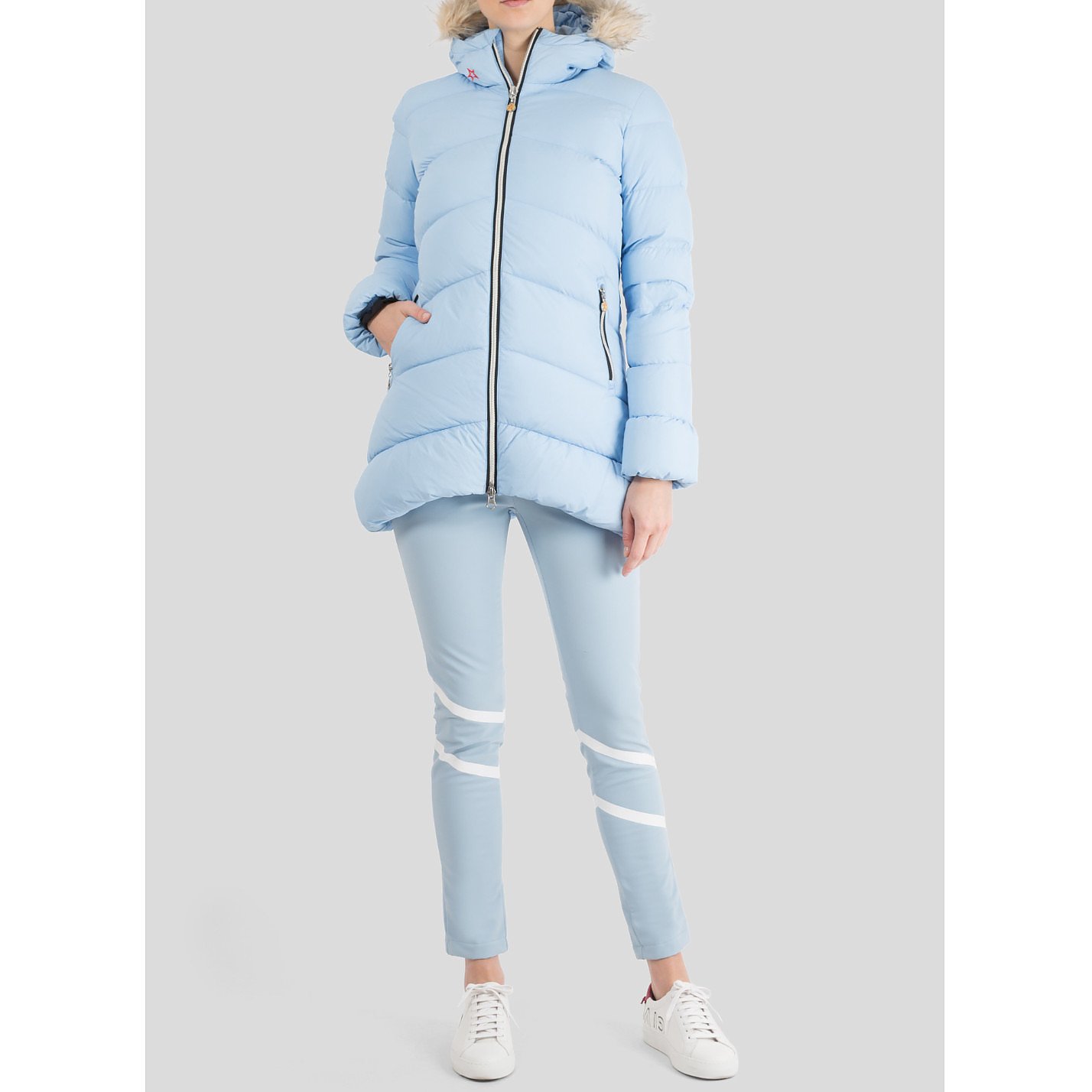 light blue parka