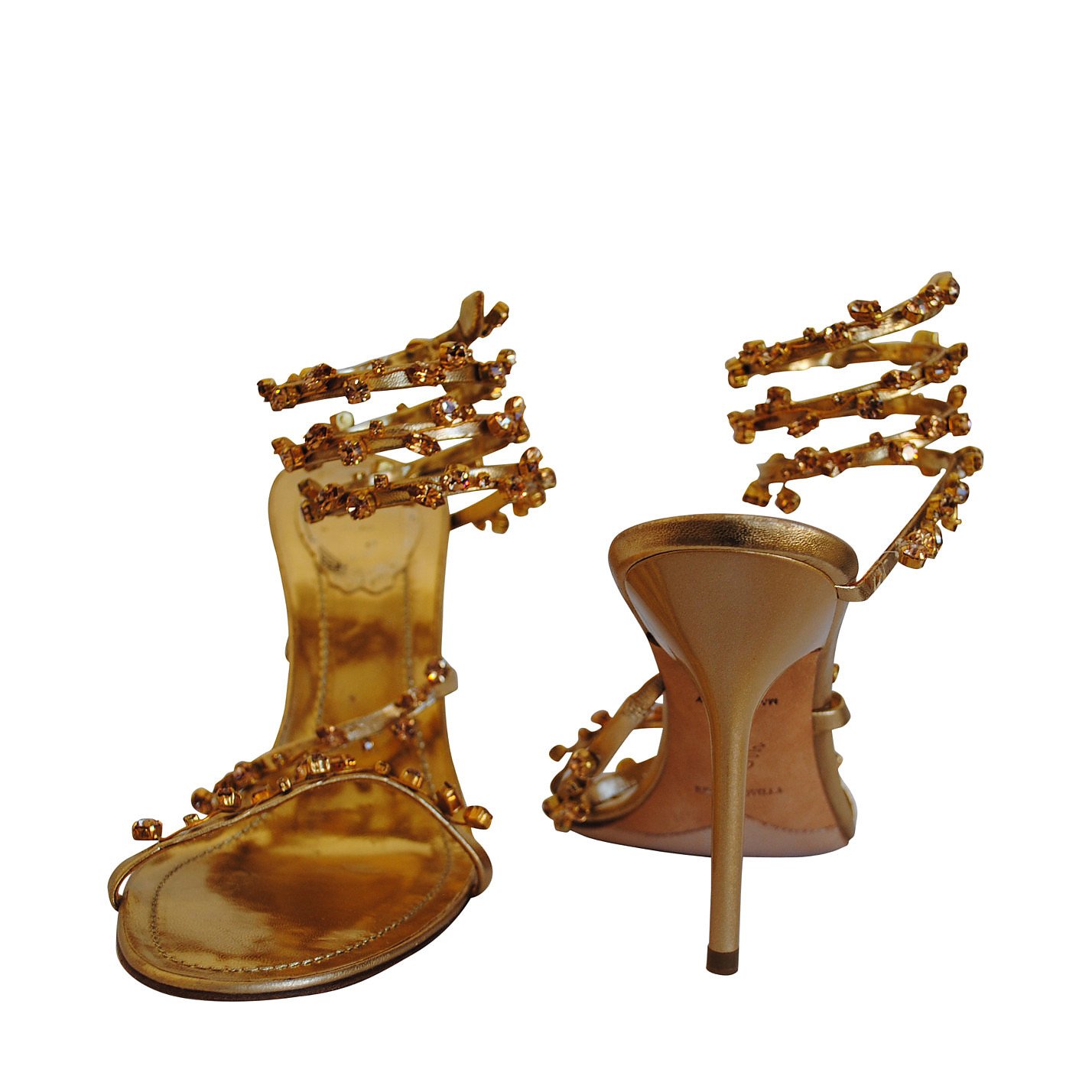 Rene Caovilla Metallic Ankle Strap Sandals