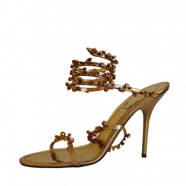 Rene Caovilla Metallic Ankle Strap Sandals