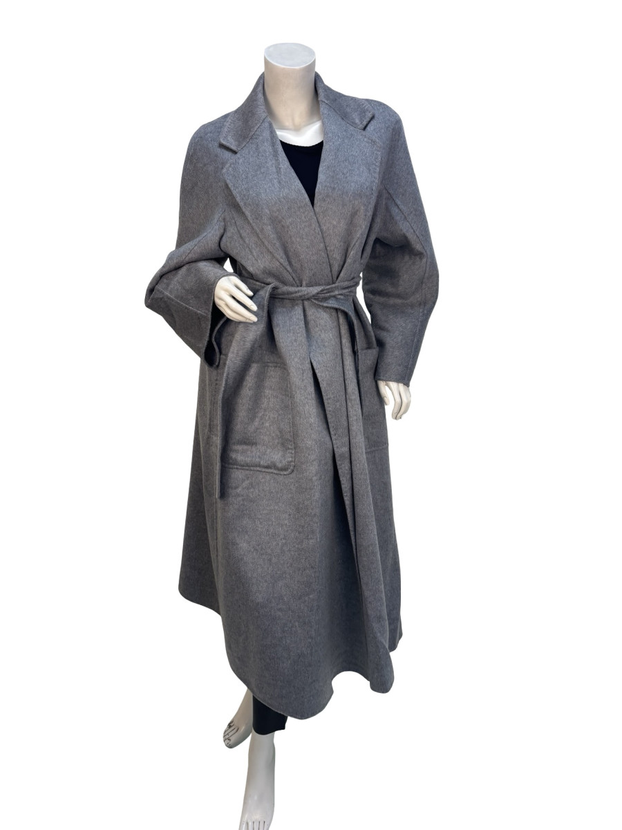 Max Mara Light Grey Long Wool-Cashmere Coat