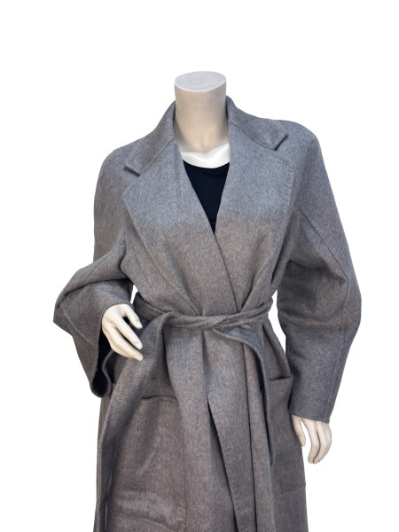 Max Mara Light Grey Long Wool-Cashmere Coat