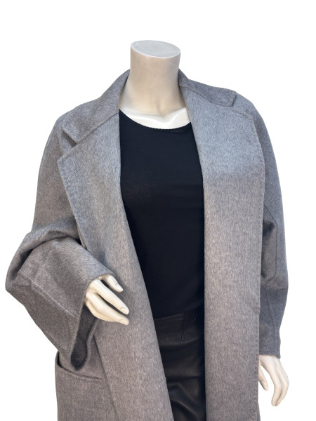 Max Mara Light Grey Long Wool-Cashmere Coat