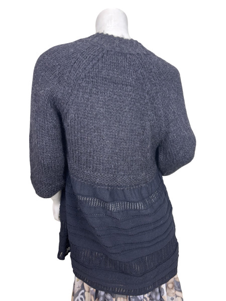 CHANEL Tied-Front Charcoal Knitted Cardigan