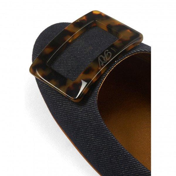 Roger Vivier Denim Flats with Tortoise Shell Detail