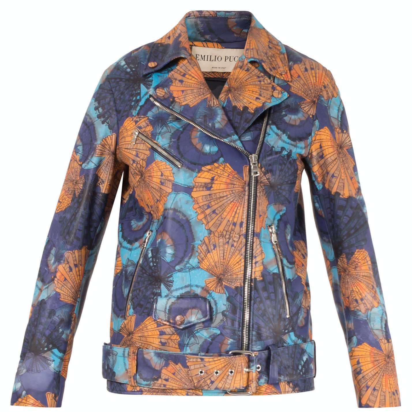 Emilio Pucci Seashell Print Leather Biker Jacket