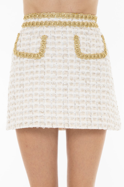 Giambattista Valli Tweed A-Line mini skirt with gold trim