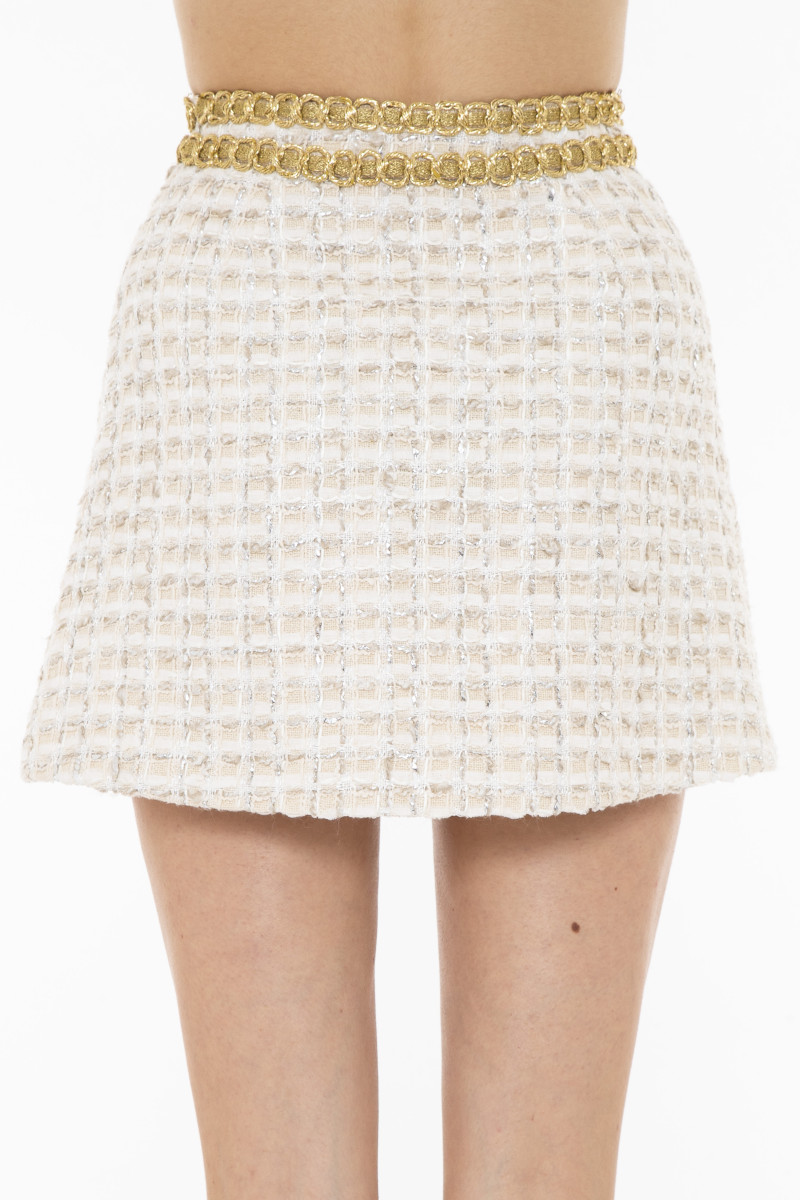 Giambattista Valli Tweed A-Line mini skirt with gold trim