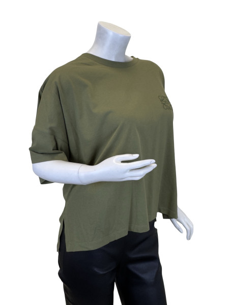 Loewe Embroidered Logo Relaxed Fit Khaki T Shirt