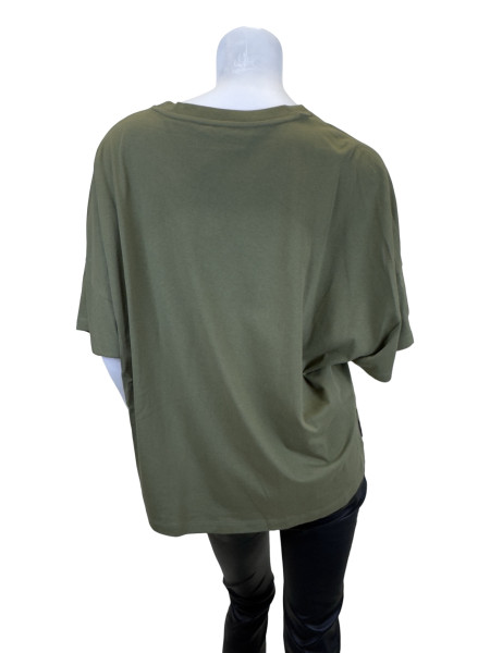 Loewe Embroidered Logo Relaxed Fit Khaki T Shirt