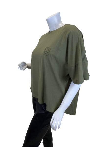 Loewe Embroidered Logo Relaxed Fit Khaki T Shirt