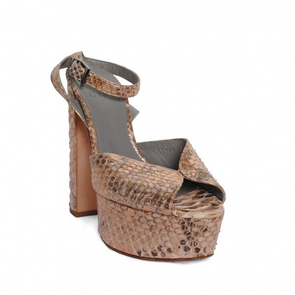 Gina Metallic Snakeskin Platform Pumps