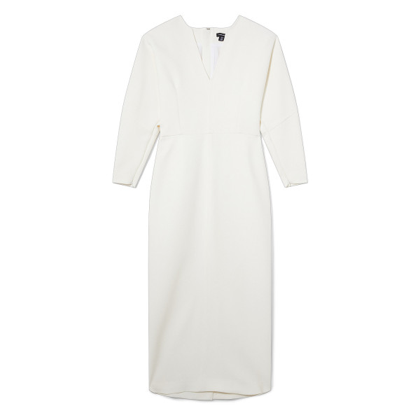 Karen Millen Compact Stretch Seamed Detail Rounded Sleeve Midi Dress