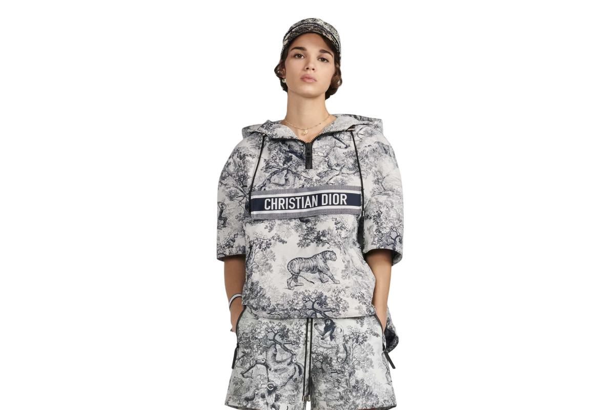 Dior Oversized Monochrome Toile De Jouy Tropicalia Hooded Logo Jacket