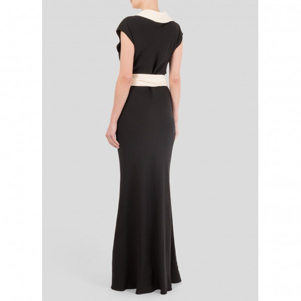 Ralph Lauren Wrap-Effect Monochrome Gown