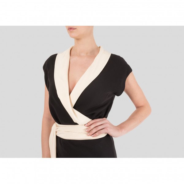 Ralph Lauren Wrap-Effect Monochrome Gown