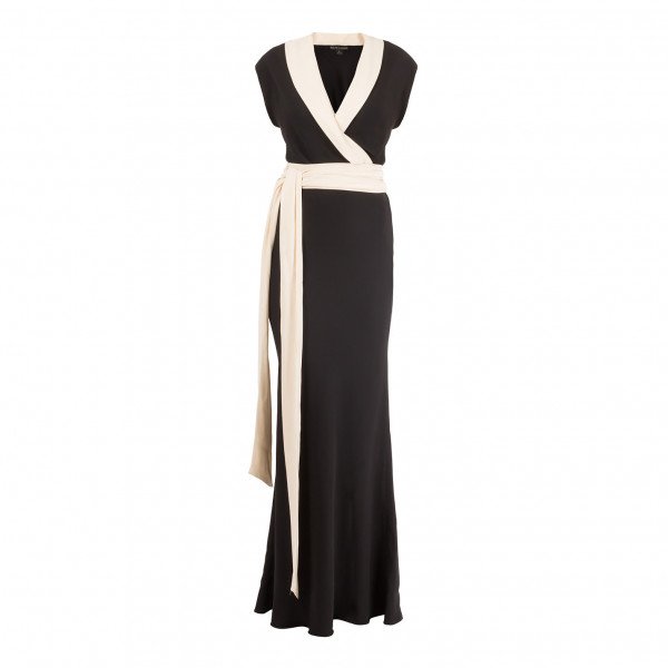 Ralph Lauren Wrap-Effect Monochrome Gown