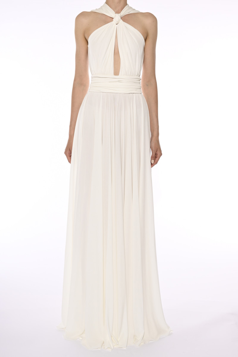 Giambattista Valli Sleeveles crossover ruched jersey gown