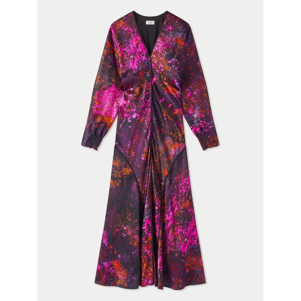 Jigsaw Silk Paint Drops Midi Dress