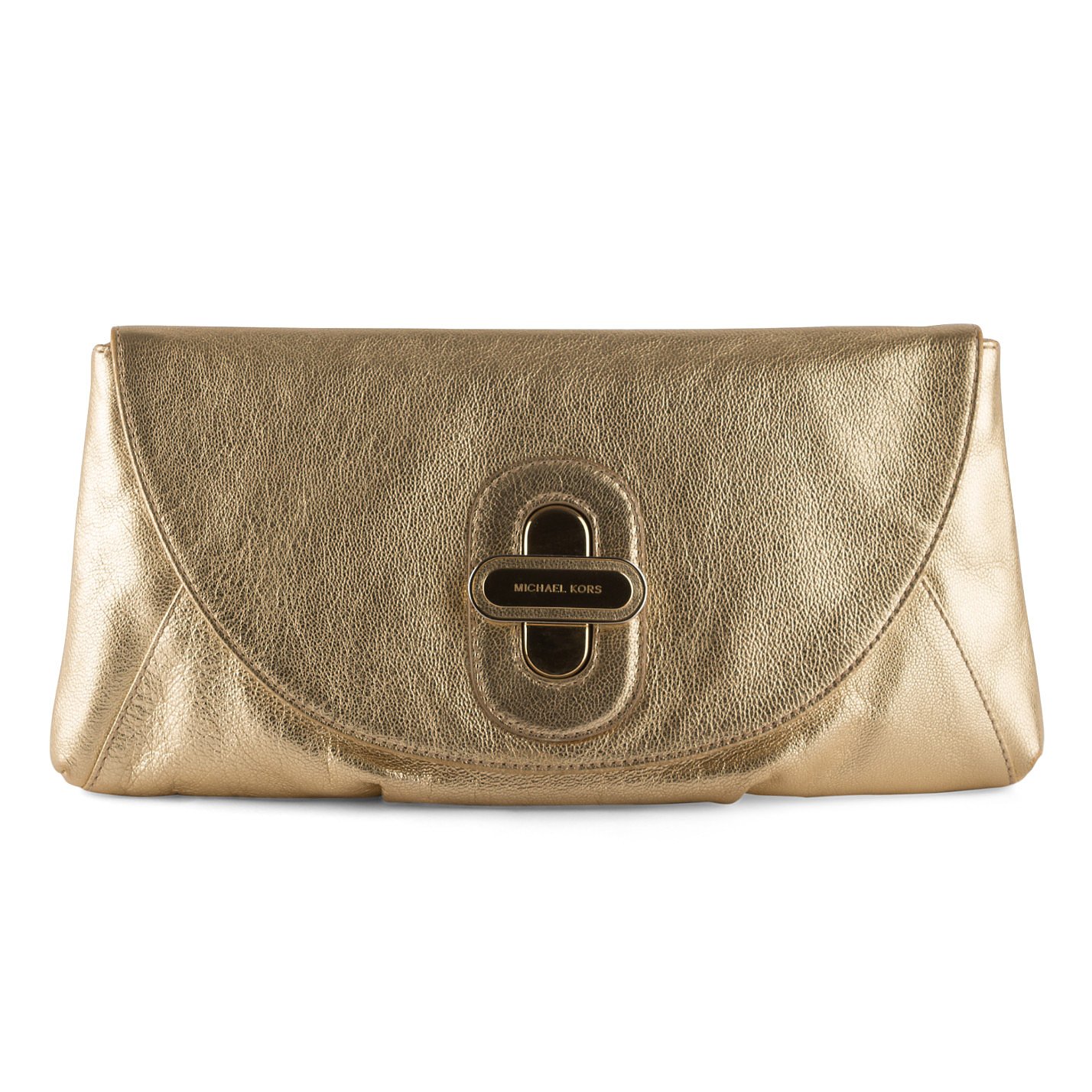 Rent Buy Michael Kors Soft Leather Metallic Clutch | MY WARDROBE HQ