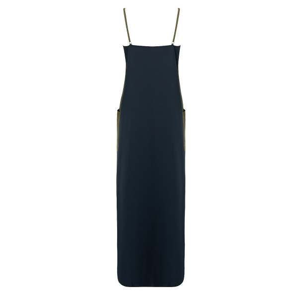 Serena Bute The Thin Strapped Dress -  Chive Green & Navy Blue Cupro Cotton