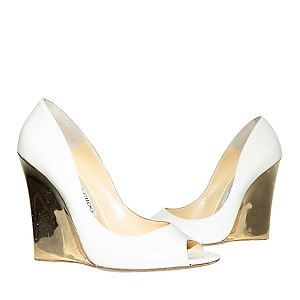 White sales patent wedges