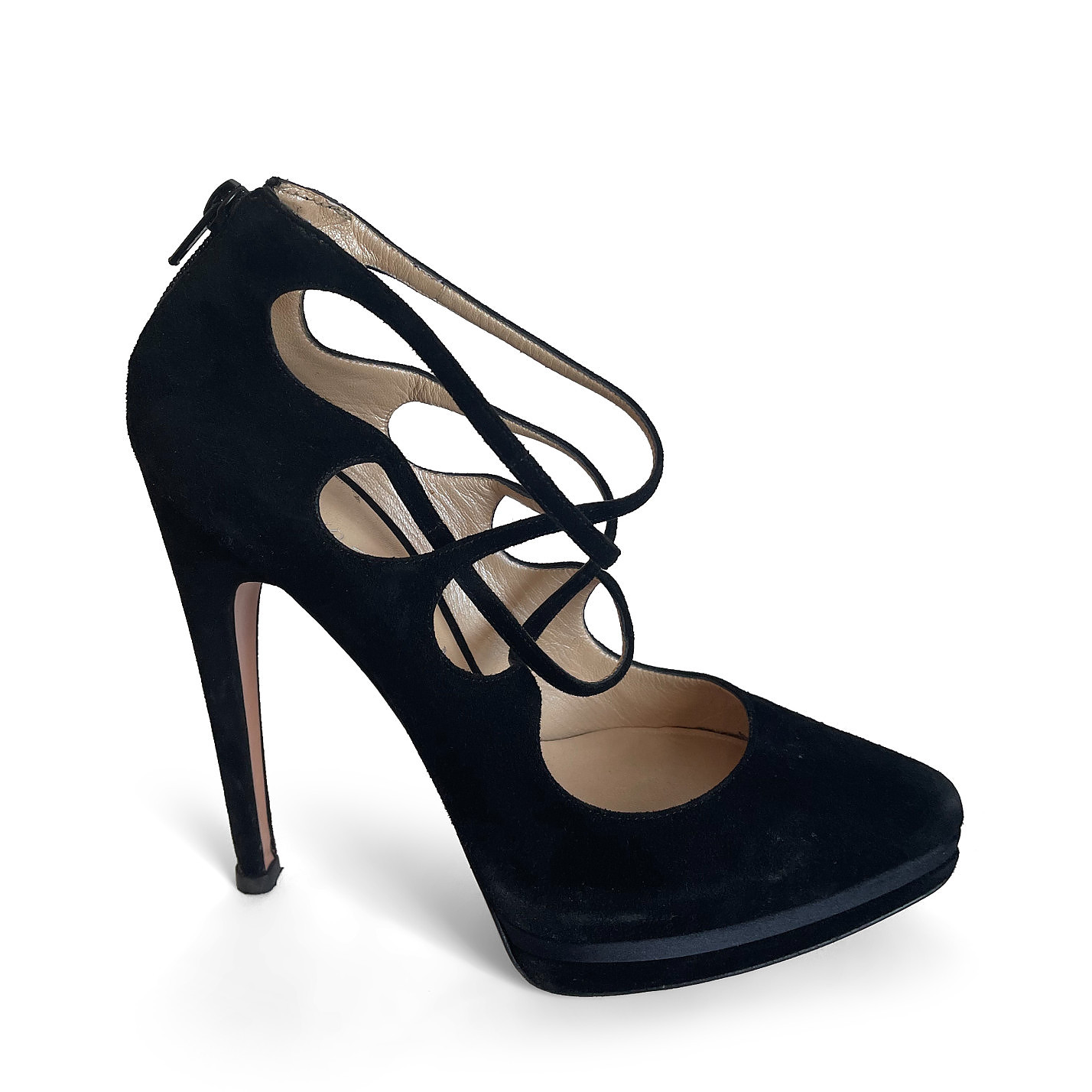 Casadei Suede Cross-Strap Pumps