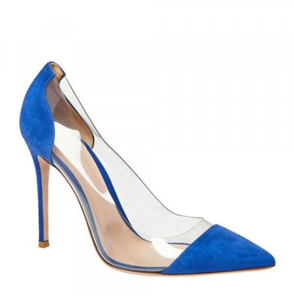 GIANVITO ROSSI Suede And PVC Plexi Pumps