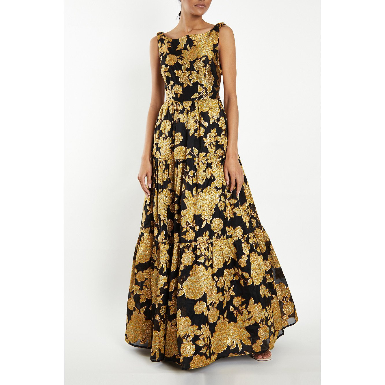 True Decadence Lorna Jacquard Floral Backless Maxi Dress