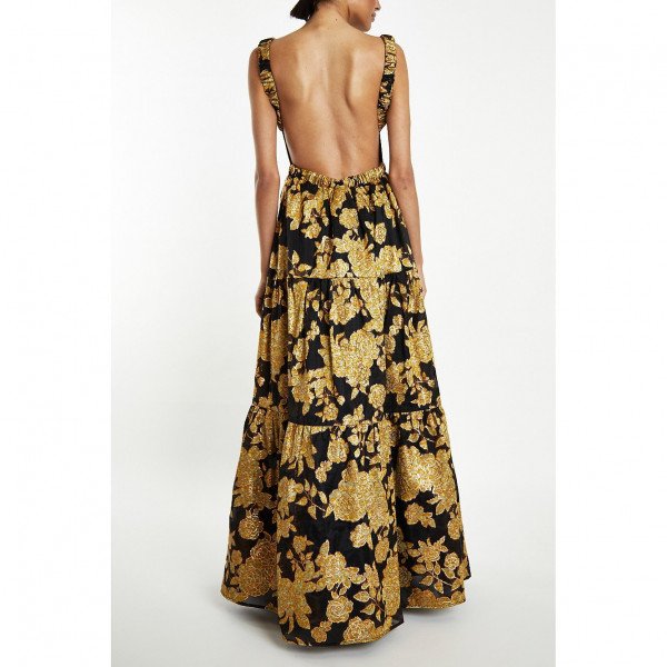 True Decadence Lorna Jacquard Floral Backless Maxi Dress