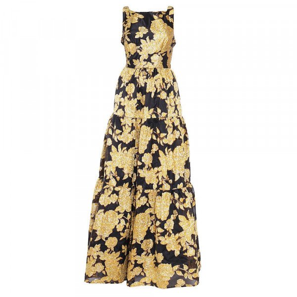 True Decadence Lorna Jacquard Floral Backless Maxi Dress