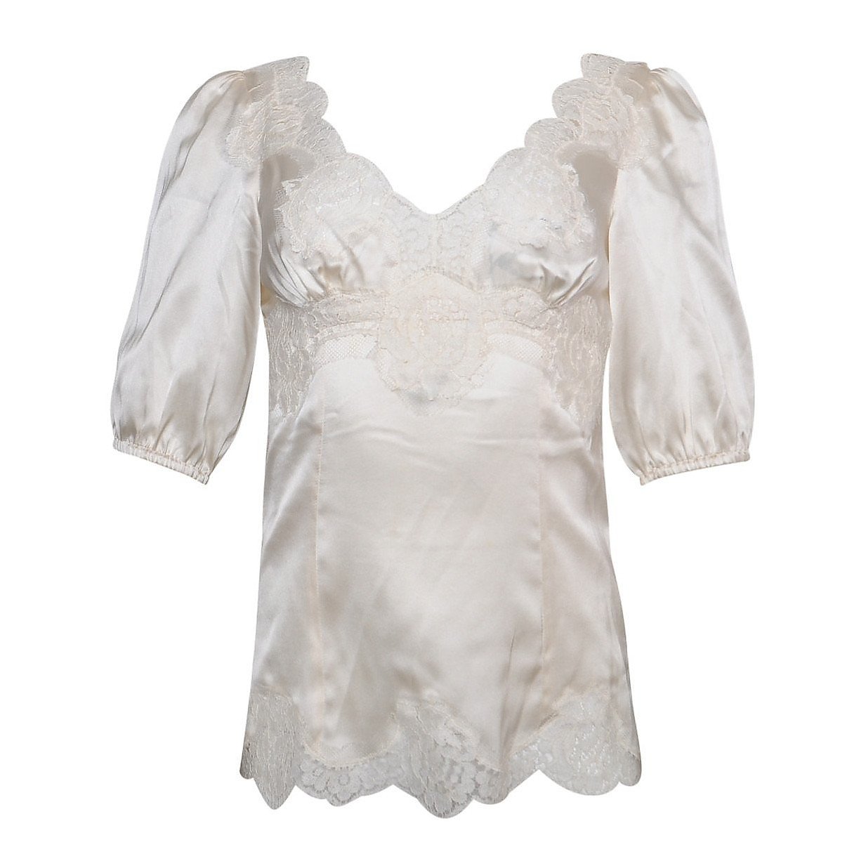 PRADA Lace-Trimmed Silk Blouse