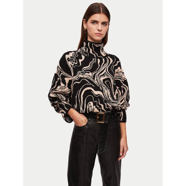 Jigsaw Rock Swirl Turtle Neck Jumper