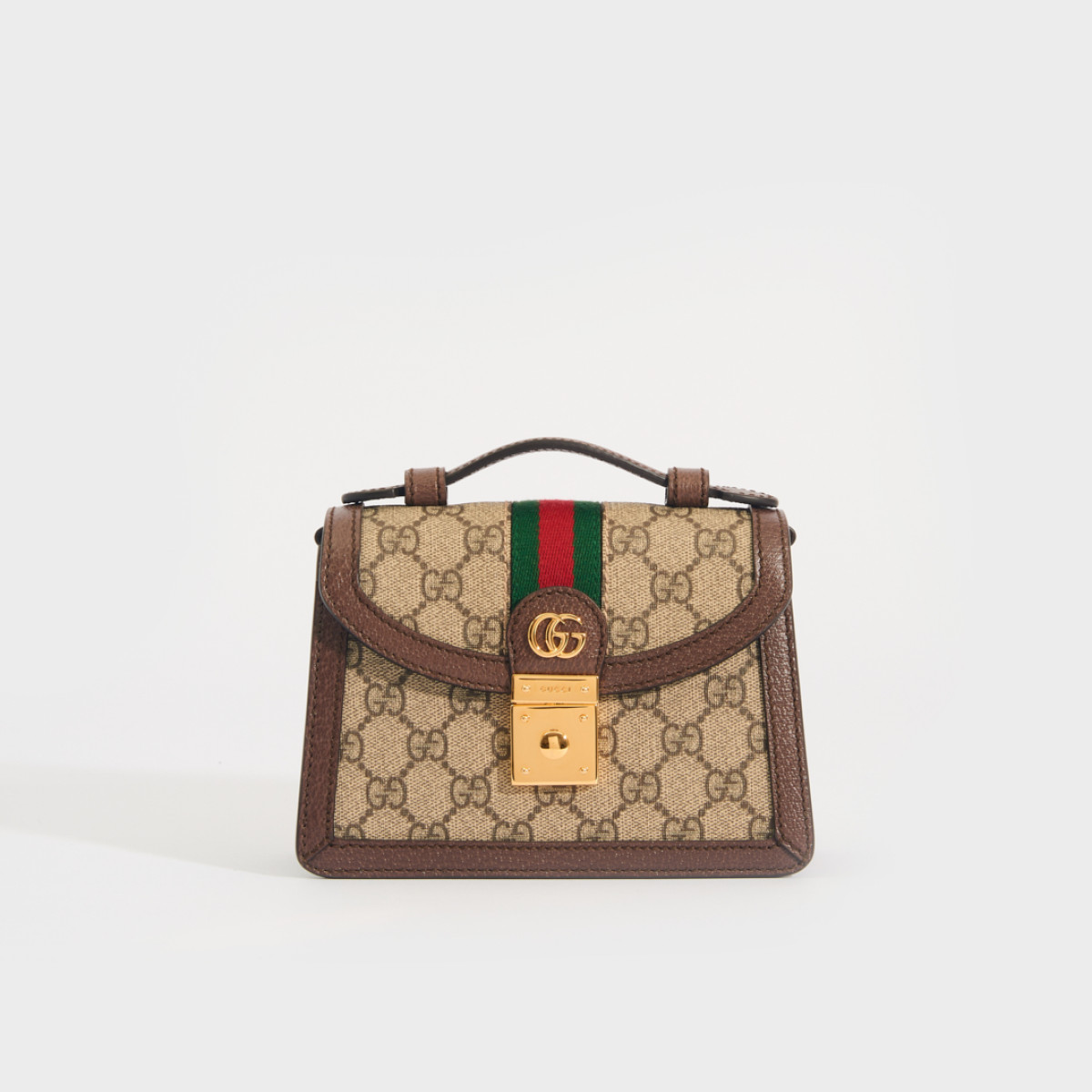 Gucci Ophidia GG Mini Shoulder Bag in Beige and Ebony GG Supreme Canvas