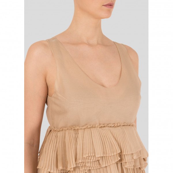 Chloé Sleeveless Semi-Sheer Ruffle Top