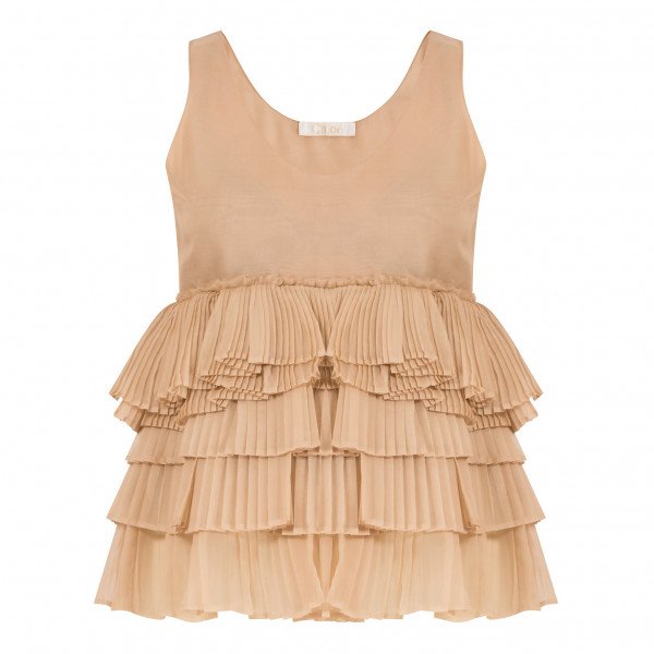 Chloé Sleeveless Semi-Sheer Ruffle Top