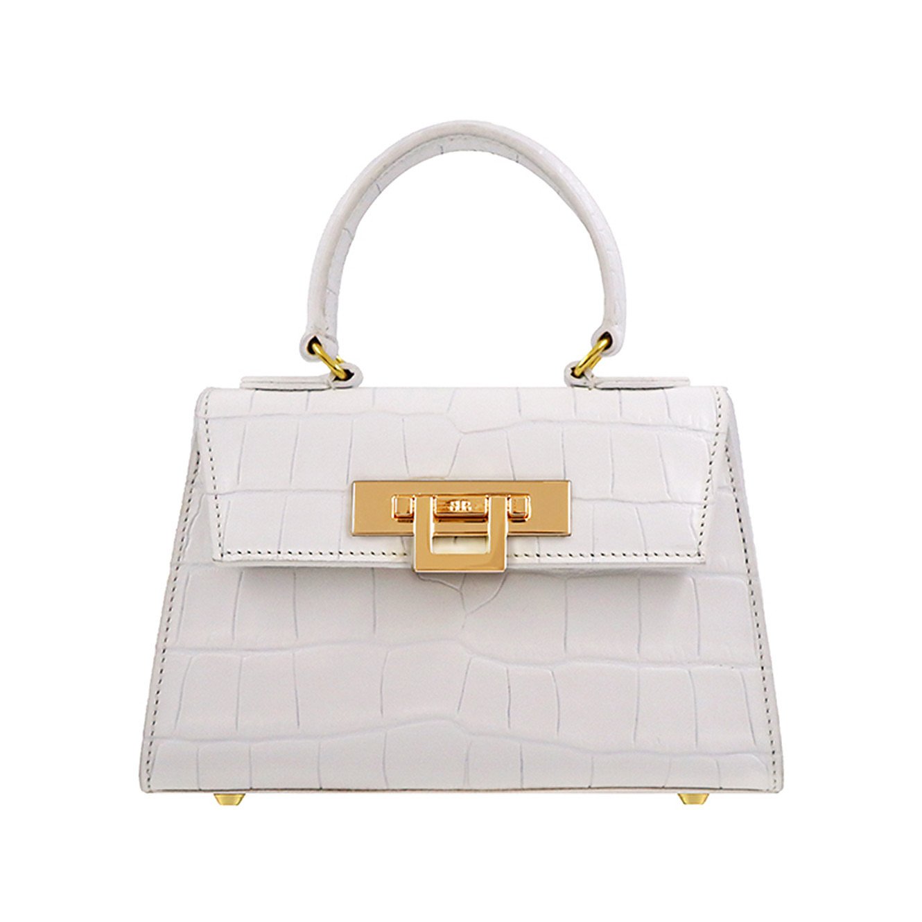 Lalage Beaumont Fonteyn Mignon 'Croc' Print Leather Handbag - White