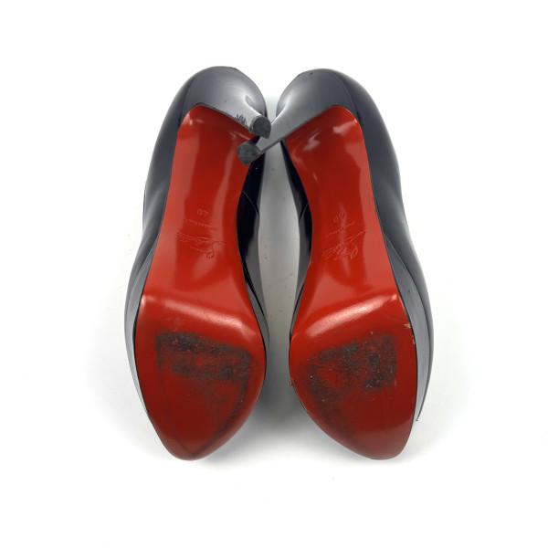 Christian Louboutin Black Patent Peep-Toe Platform Heels