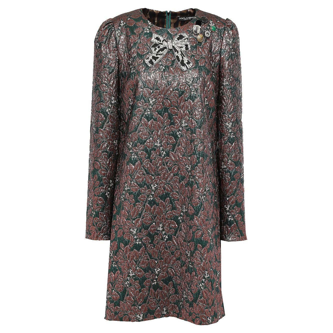 DOLCE & GABBANA Embellished Metallic Jacquard Mini Dress